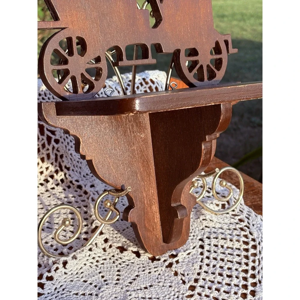 Vintage Wooden Wall Shelf Antique Car Trinket  10